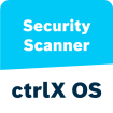 Blue and white app icon displays the word 'Security Scanner' at the top and 'ctrlX OS' at the bottom.