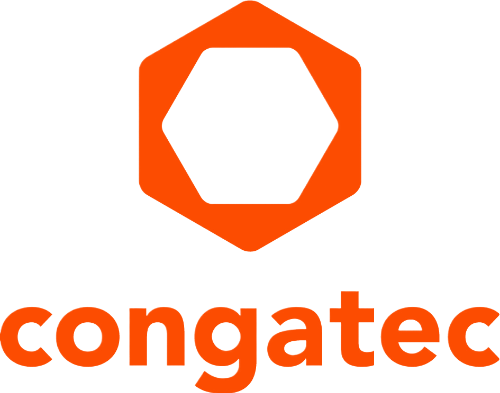 Orange hexagon containing a white hexagon inside. Below it, the word "congatec" is written in orange.