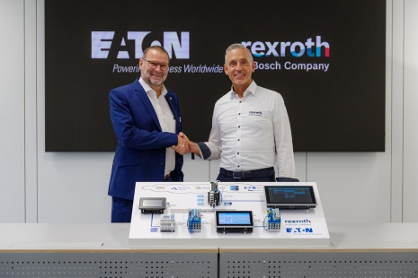 Two men shaking hands.