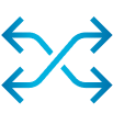 Blue pictogram shows two lines with arrows at both ends, initially running parallel, then crossing each other, and finally returning to parallel.