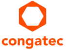 Orange hexagon containing a white hexagon inside. Below it, the word "congatec" is written in orange.