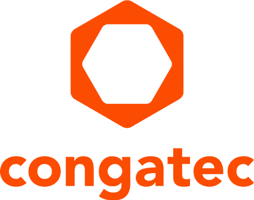 Orange hexagon containing a white hexagon inside. Below it, the word "congatec" is written in orange.